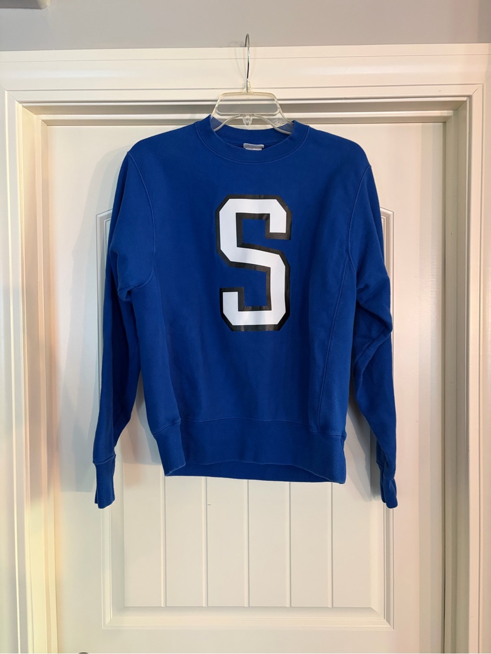 Champion Royal Blue Crewneck Sweatshirt with White 'S' Patch